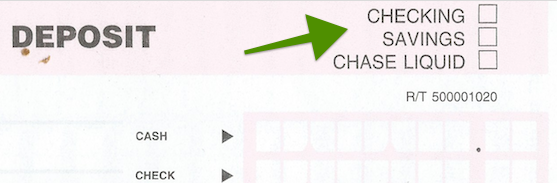 deposit slip acccount type