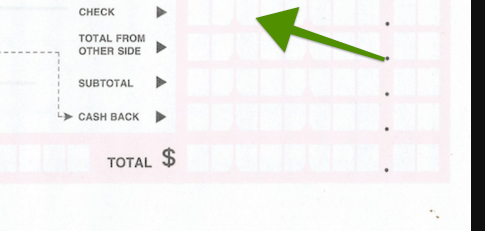 deposit slip one check