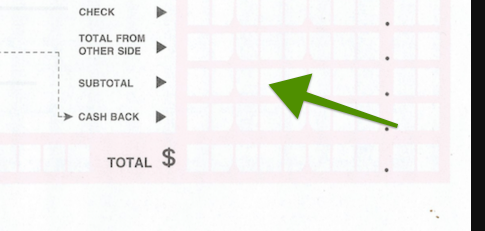 deposit slip subtotal