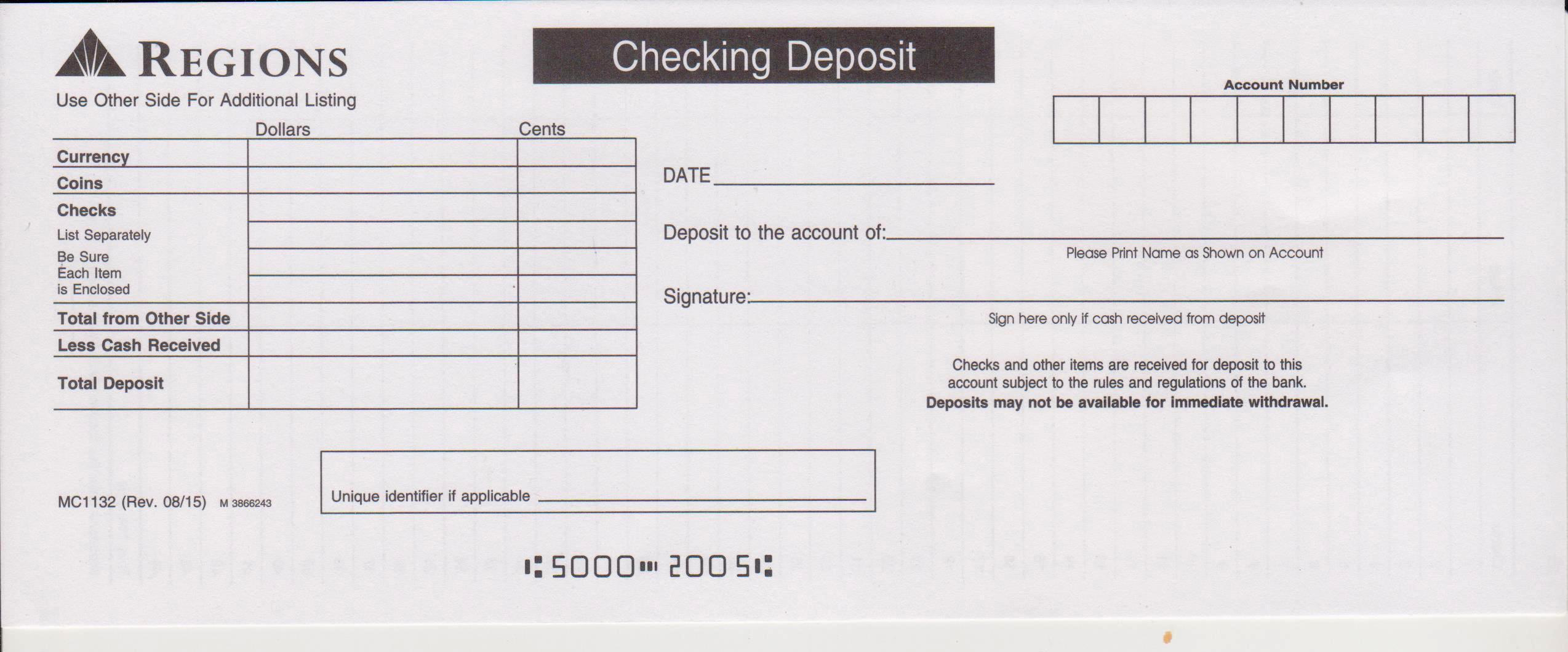 Regions Bank Deposit Slip - Free Printable Template - CheckDeposit.io