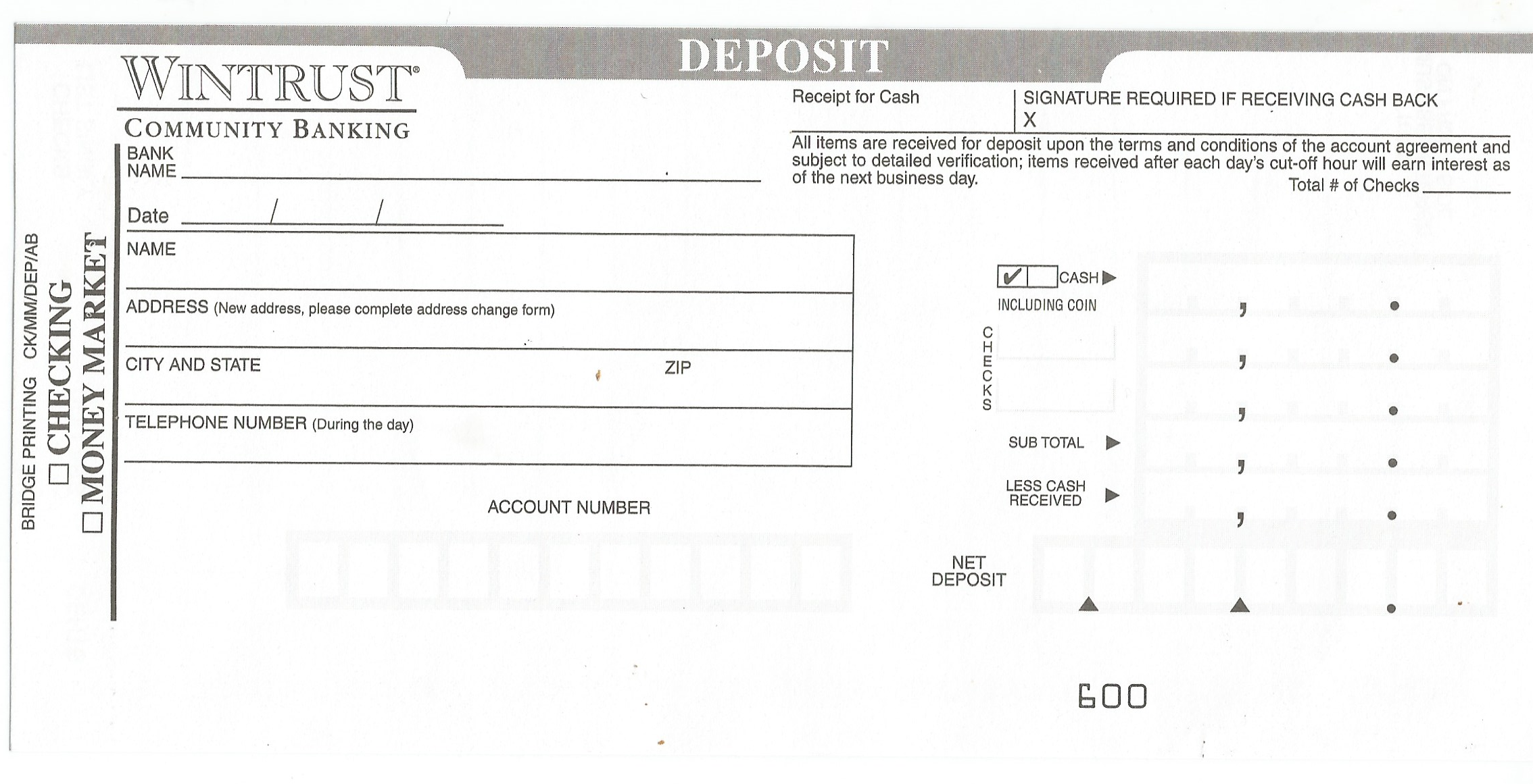 Wintrust Deposit Slip - Free Printable Template ...